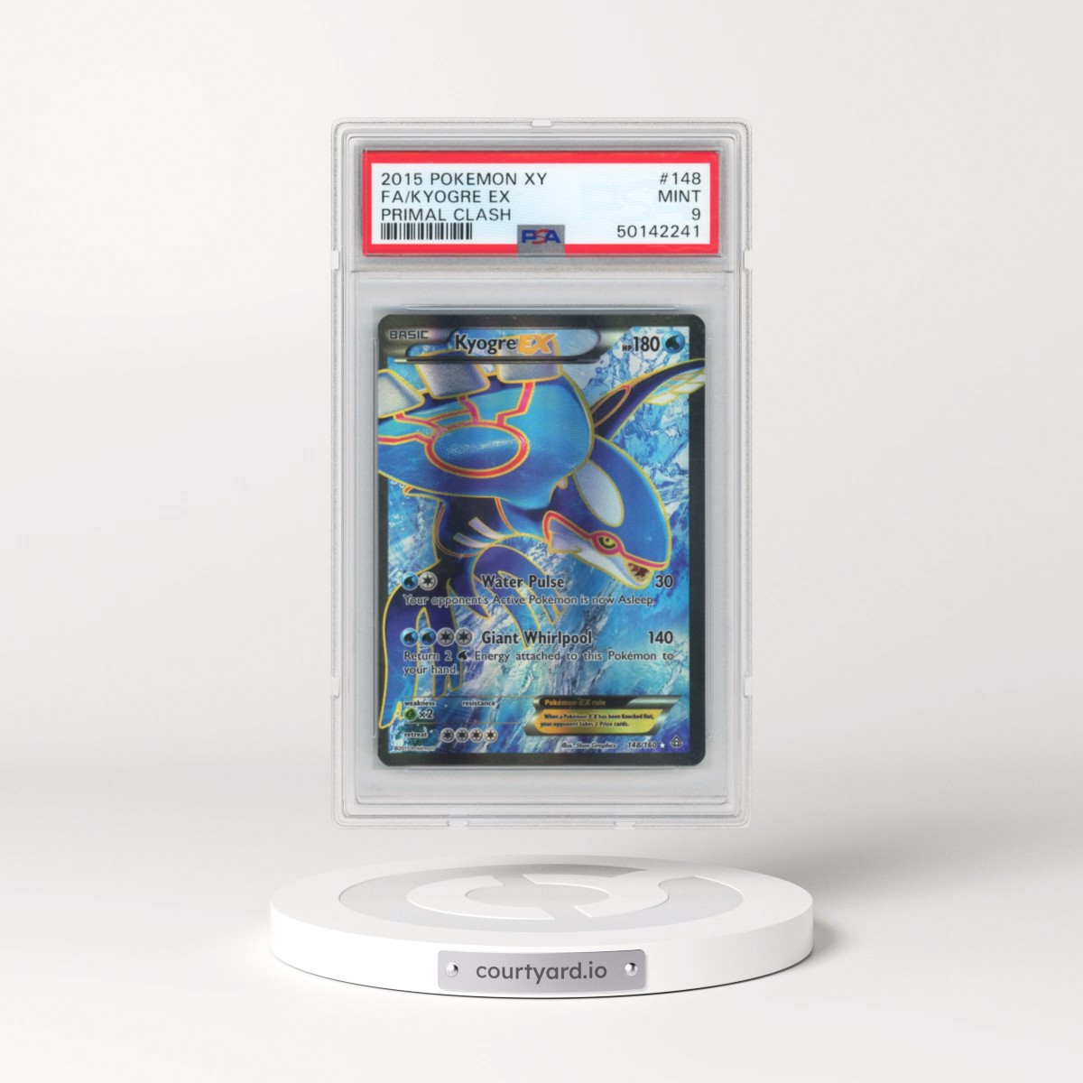 2015 Pokémon XY Primal Clash #148 Kyogre EX - Holo Full Art (PSA 9 MINT)