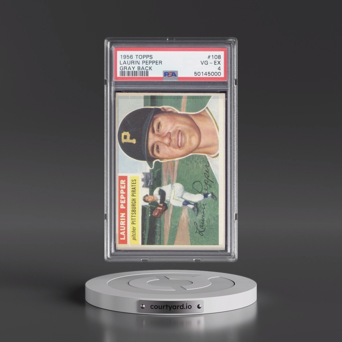 1956 Topps #108 Laurin Pepper - Gray Back (PSA 4 VG-EX)