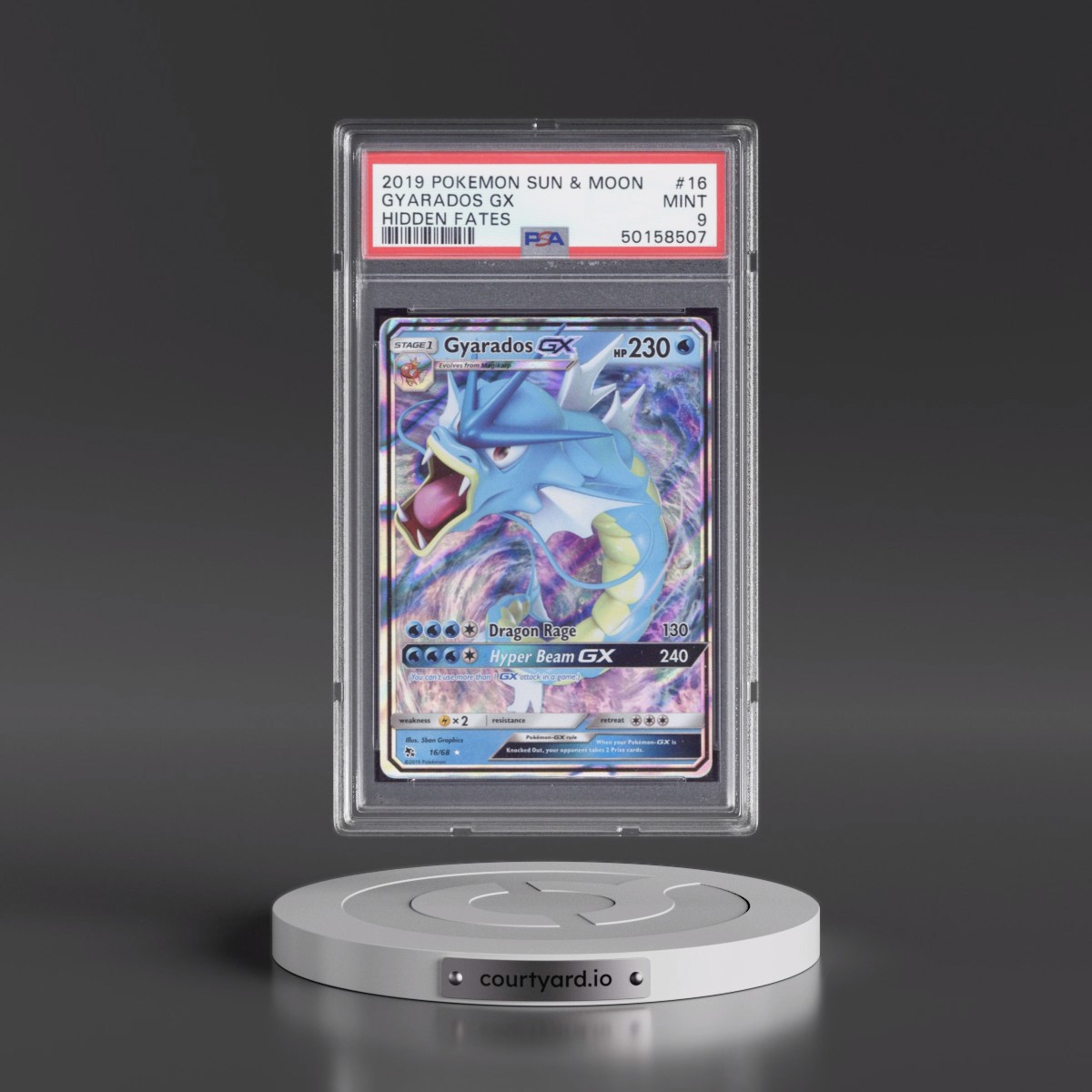2019 Pokémon Sun & Moon Hidden Fates #16 Gyarados GX - Holo (PSA 9 MINT)