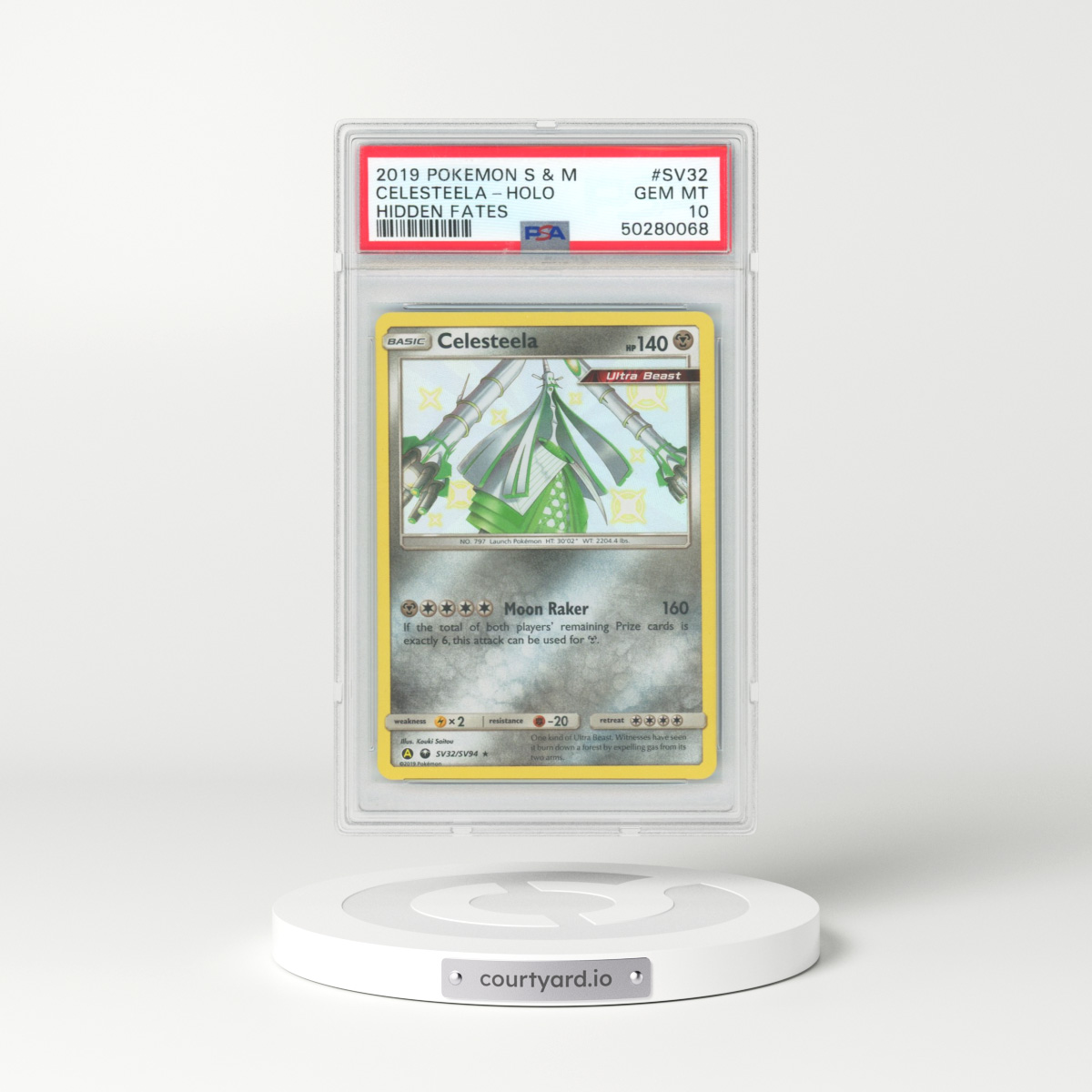 2019 Pokémon Sun & Moon Hidden Fates #SV32 Celesteela - Holo (PSA 10 GEM MINT)