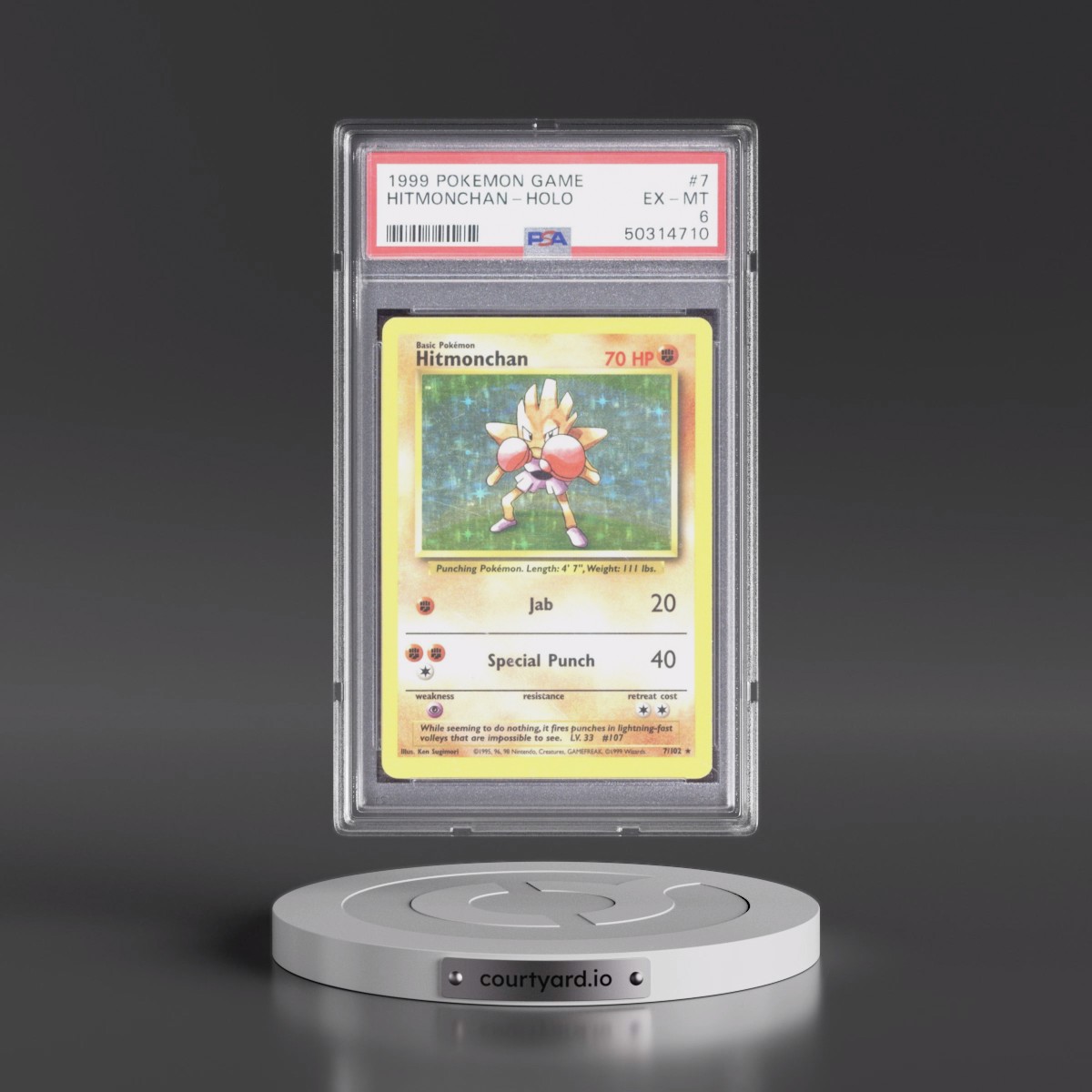 1999 Pokémon Game #7 Hitmonchan - Holo (PSA 6 EX-MT)
