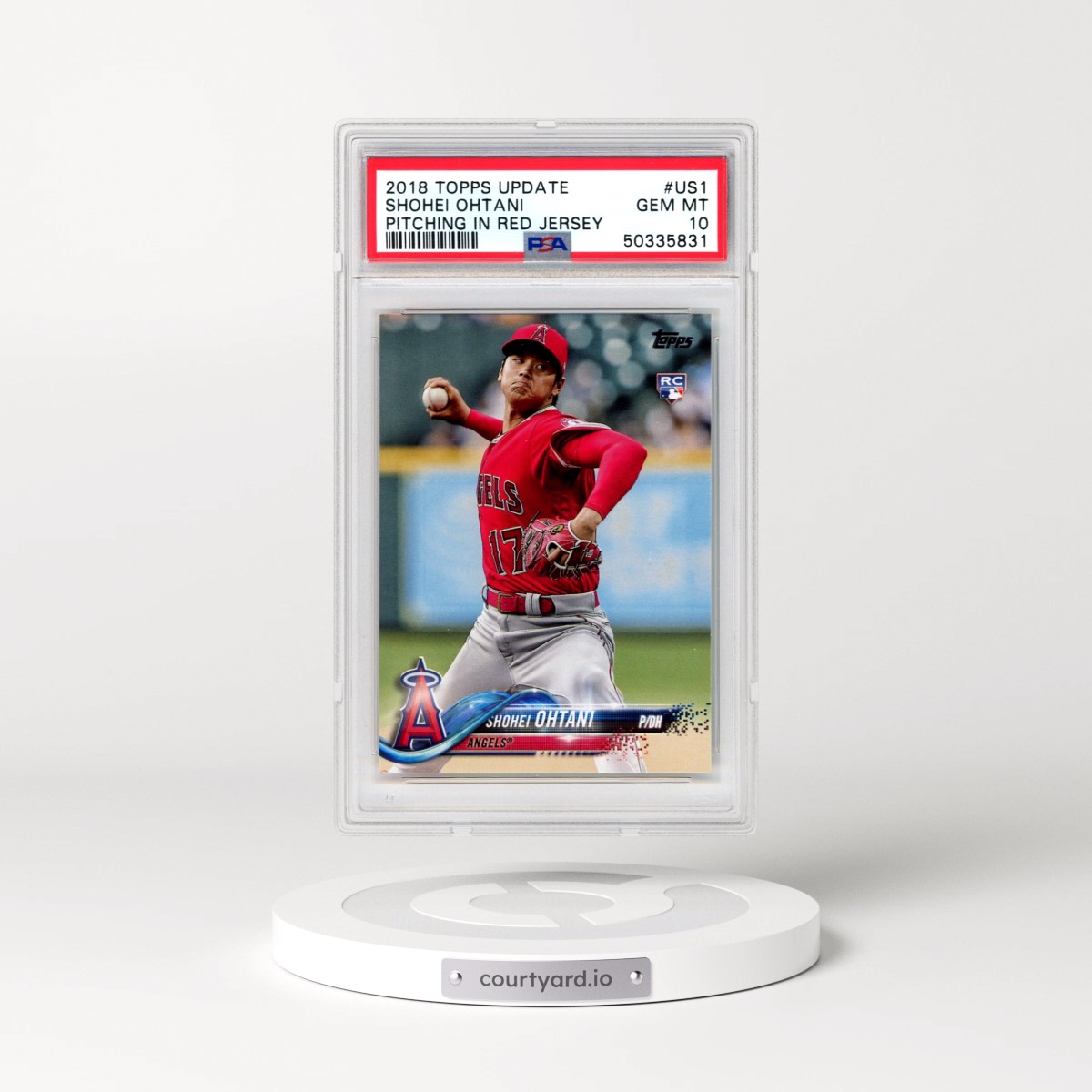 2018 Topps Update #US1 Shohei Ohtani - Pitching in Red Jersey (PSA 10 GEM MINT)