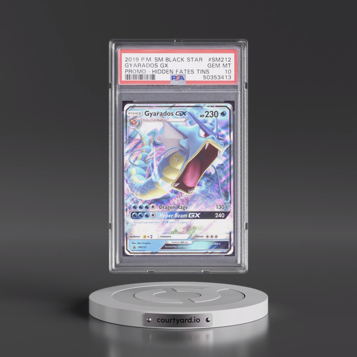 2019 Pokémon SM Black Star Promo #SM212 Gyarados GX - Holo Hidden Fates Tins (PSA 10 GEM MINT)
