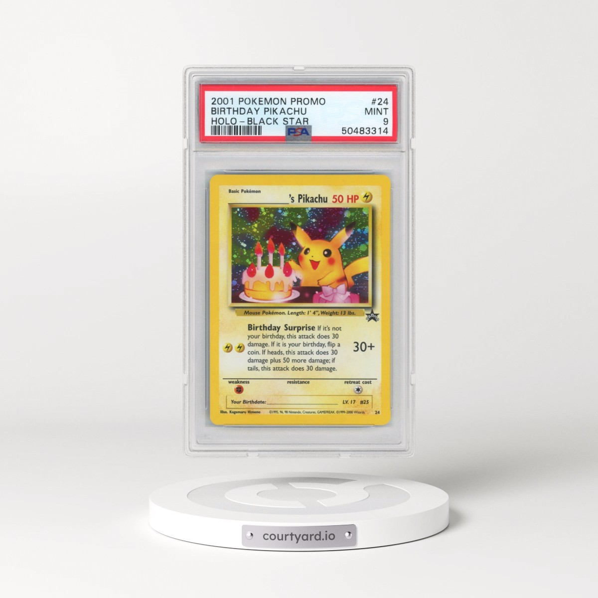 2000 Pokémon Promo Black Star #24 Birthday Pikachu - Holo (PSA 9 MINT) - Photo