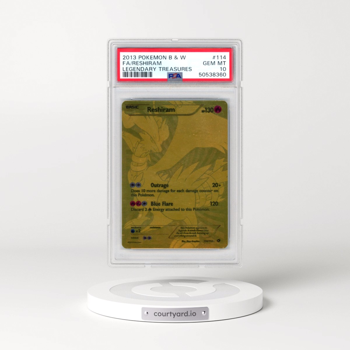 2013 Pokémon Black & White Legendary Treasures #114 Reshiram - Full Art (PSA 10 GEM MINT)