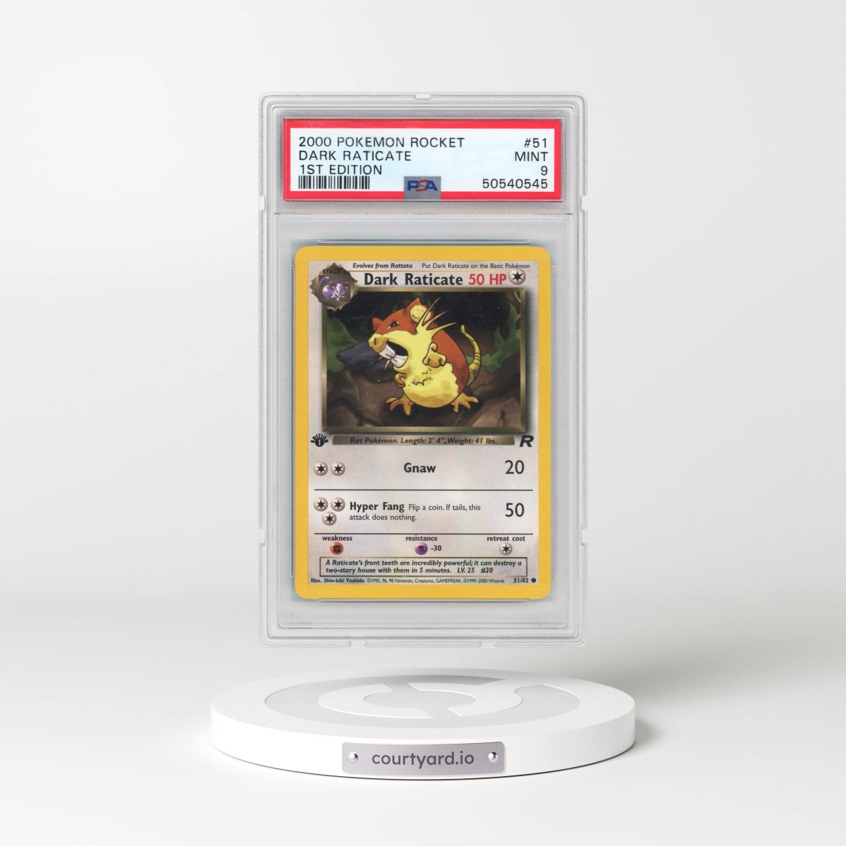 2000 Pokémon Rocket #51 Dark Raticate - 1st Edition (PSA 9 MINT)