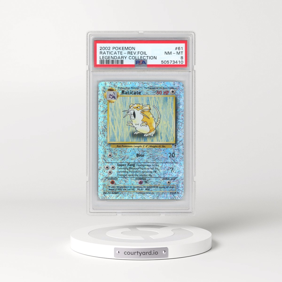 2002 Pokémon Legendary Collection #61 Raticate - Reverse Foil (PSA 8 NM-MT)