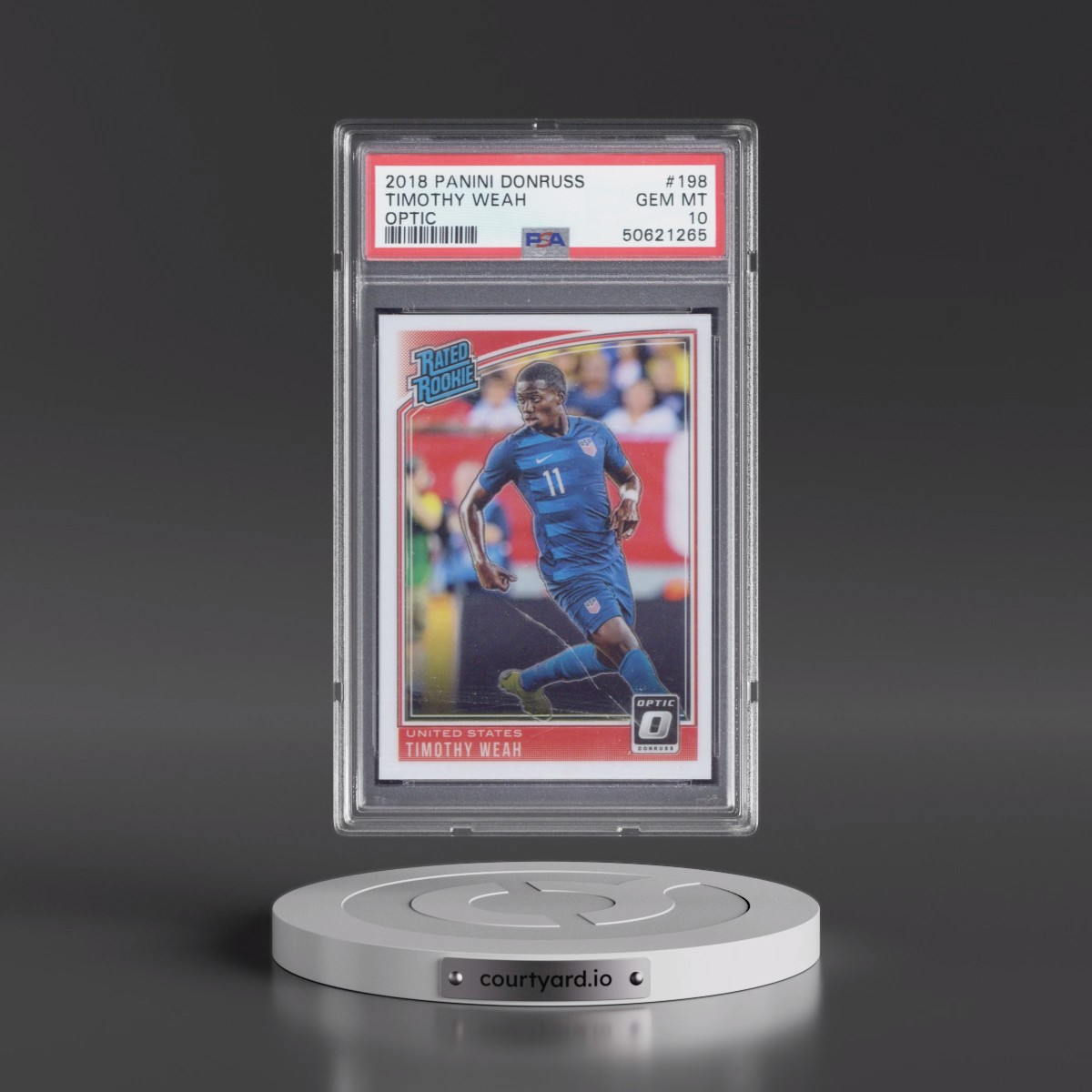 2018 Panini Donruss #198 Timothy Weah - Optic (PSA 10 GEM MINT)