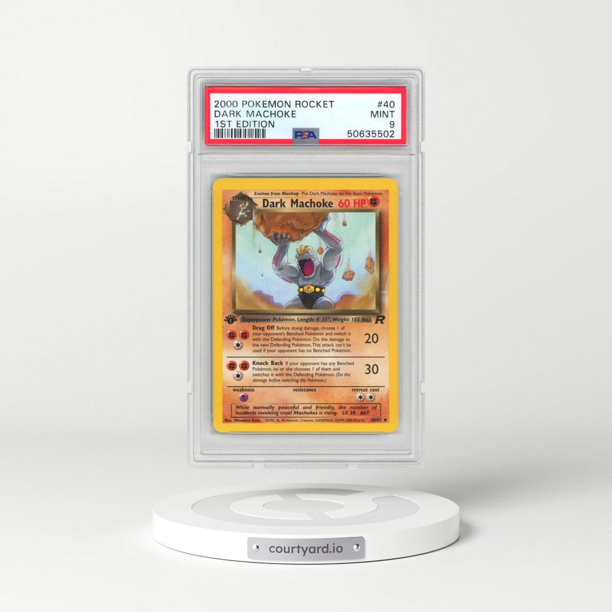 2000 Pokémon Rocket #40 Dark Machoke - 1st Edition (PSA 9 MINT)