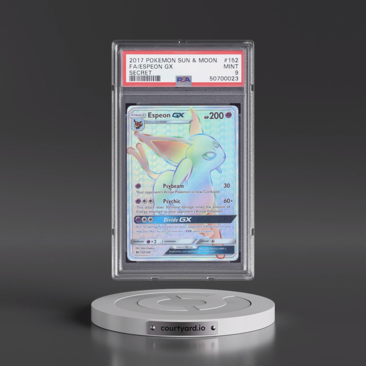 2017 Pokémon Sun & Moon #152 Espeon GX - Holo Full Art Secret (PSA 9 MINT)