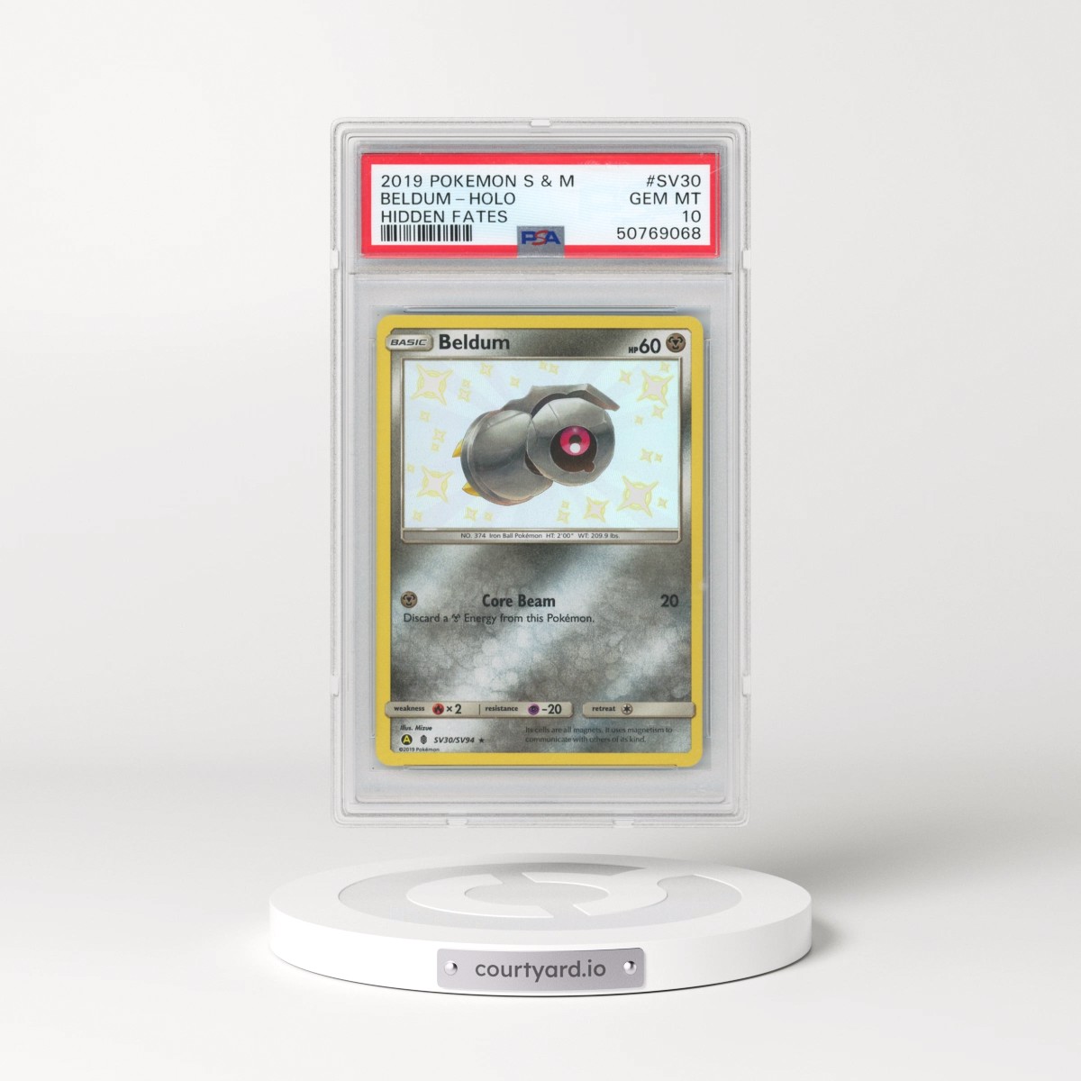 2019 Pokémon Sun & Moon Hidden Fates #SV30 Beldum - Holo (PSA 10 GEM MINT)