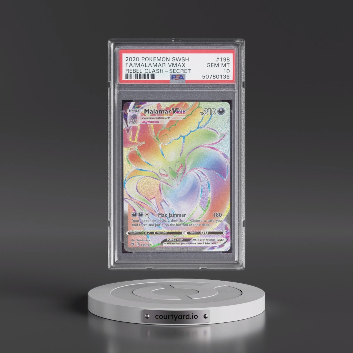 2020 Pokémon Sword & Shield Rebel Clash #198 Malamar Vmax - Full Art Secret (PSA 10 GEM MINT)
