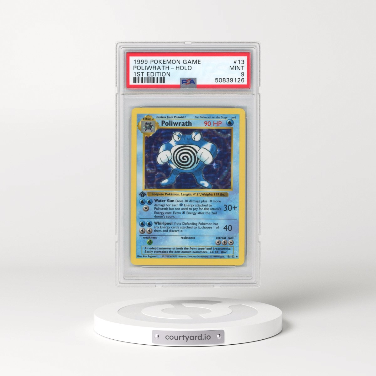 1999 Pokémon Game #13 Poliwrath - 1st Edition Holo (PSA 9 MINT)