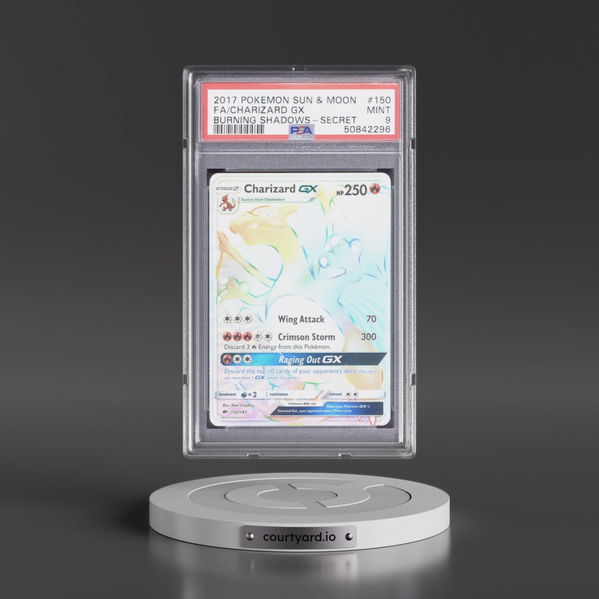 2017 Pokémon Sun & Moon Burning Shadows #150 Charizard GX - Holo Full Art Secret (PSA 9 MINT)