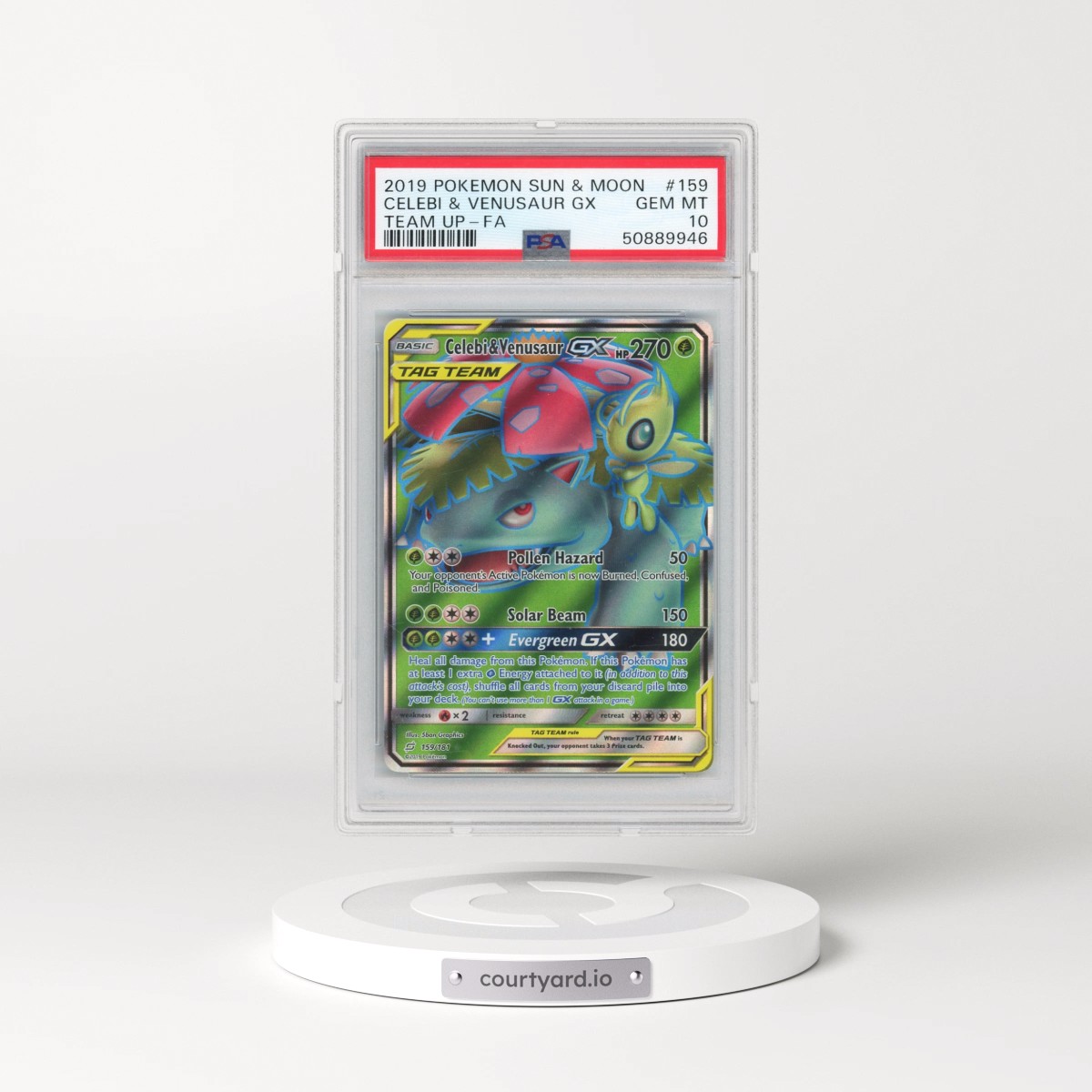 2019 Pokémon Sun & Moon Team Up #159 Celebi & Venusaur GX - Holo Full Art (PSA 10 GEM MINT)