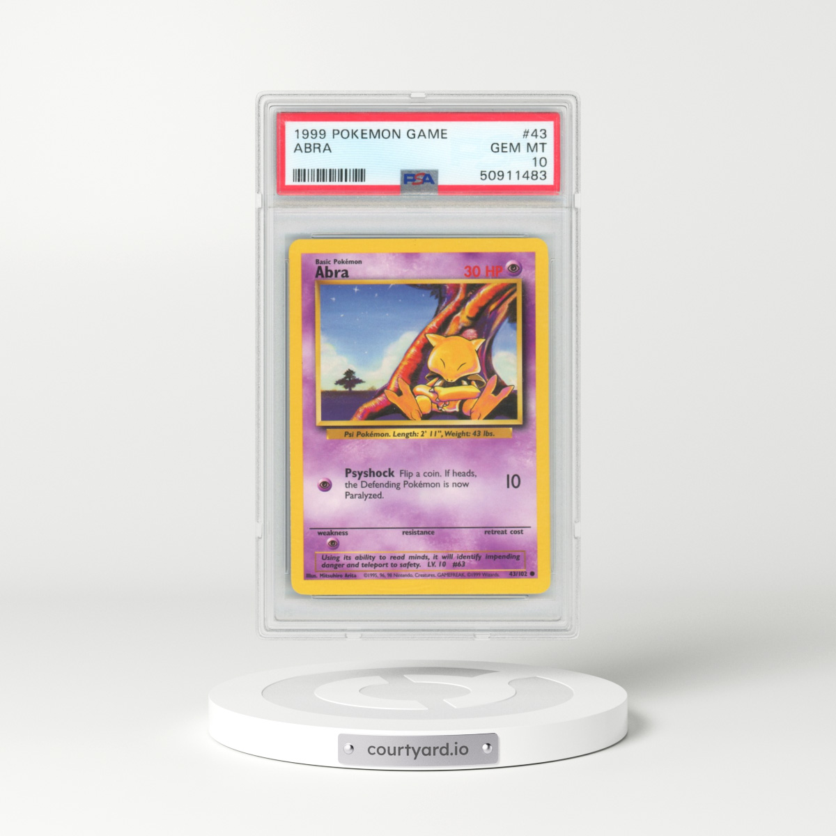 1999 Pokémon Game #43 Abra (PSA 10 GEM MINT)