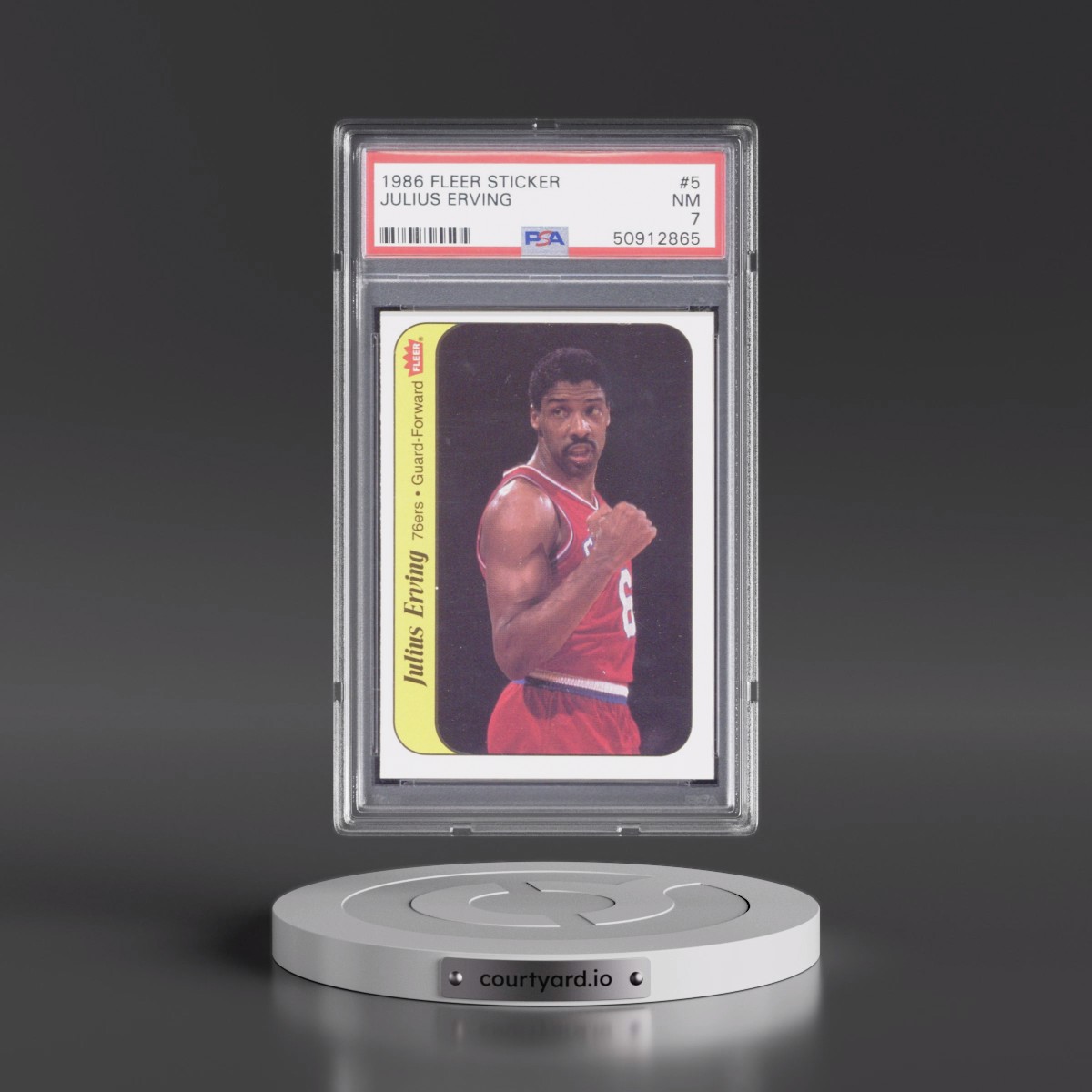 1986 Fleer Sticker #5 Julius Erving (PSA 7 NM)