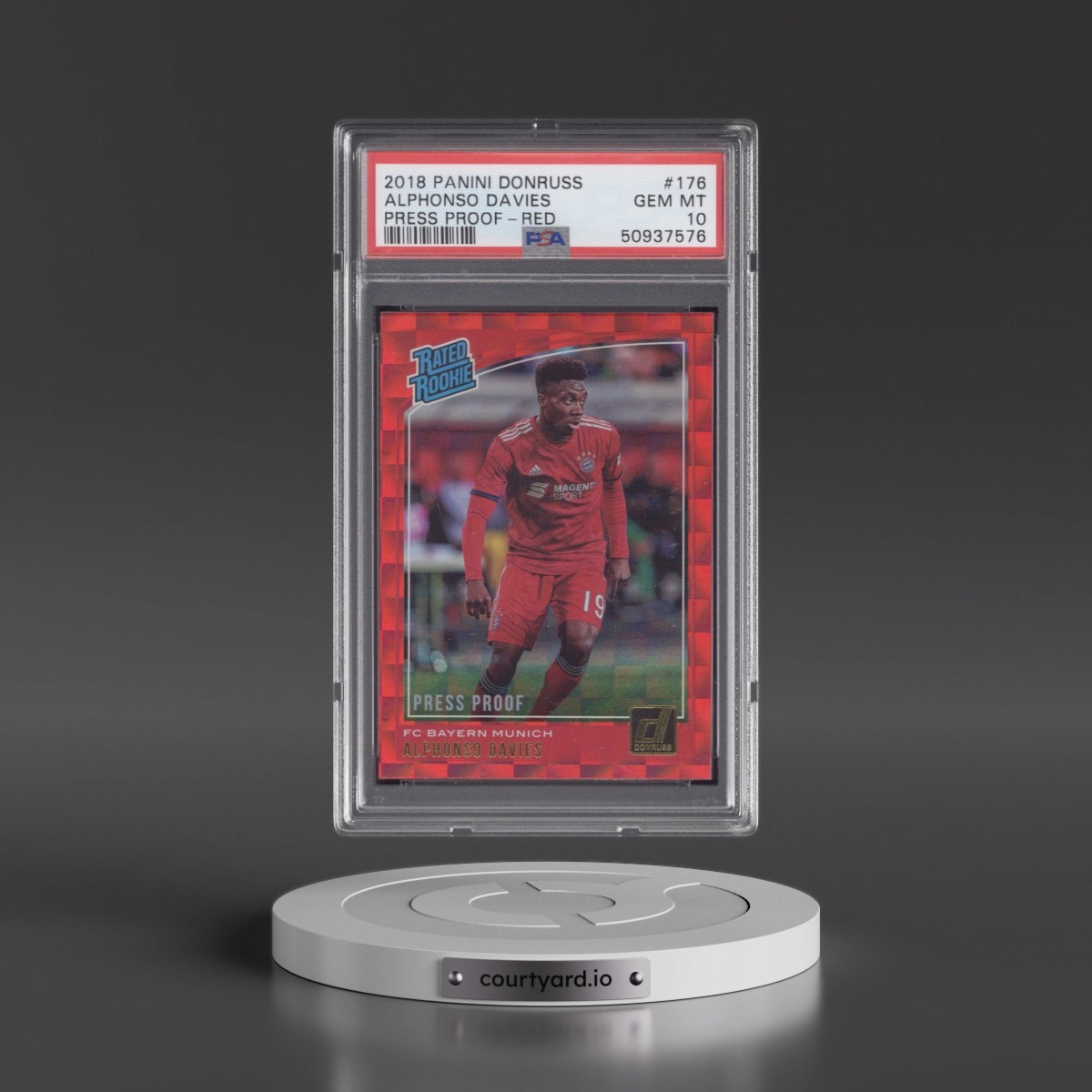 2018 Panini Donruss #176 Alphonso Davies - Press Proof-Red (PSA 10 GEM MINT)