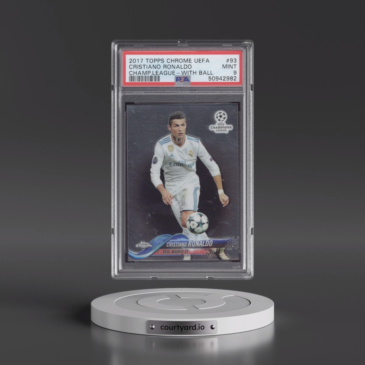 2017 Topps Chrome UEFA Champions League Cristiano Ronaldo - With Ball #93 PSA 9