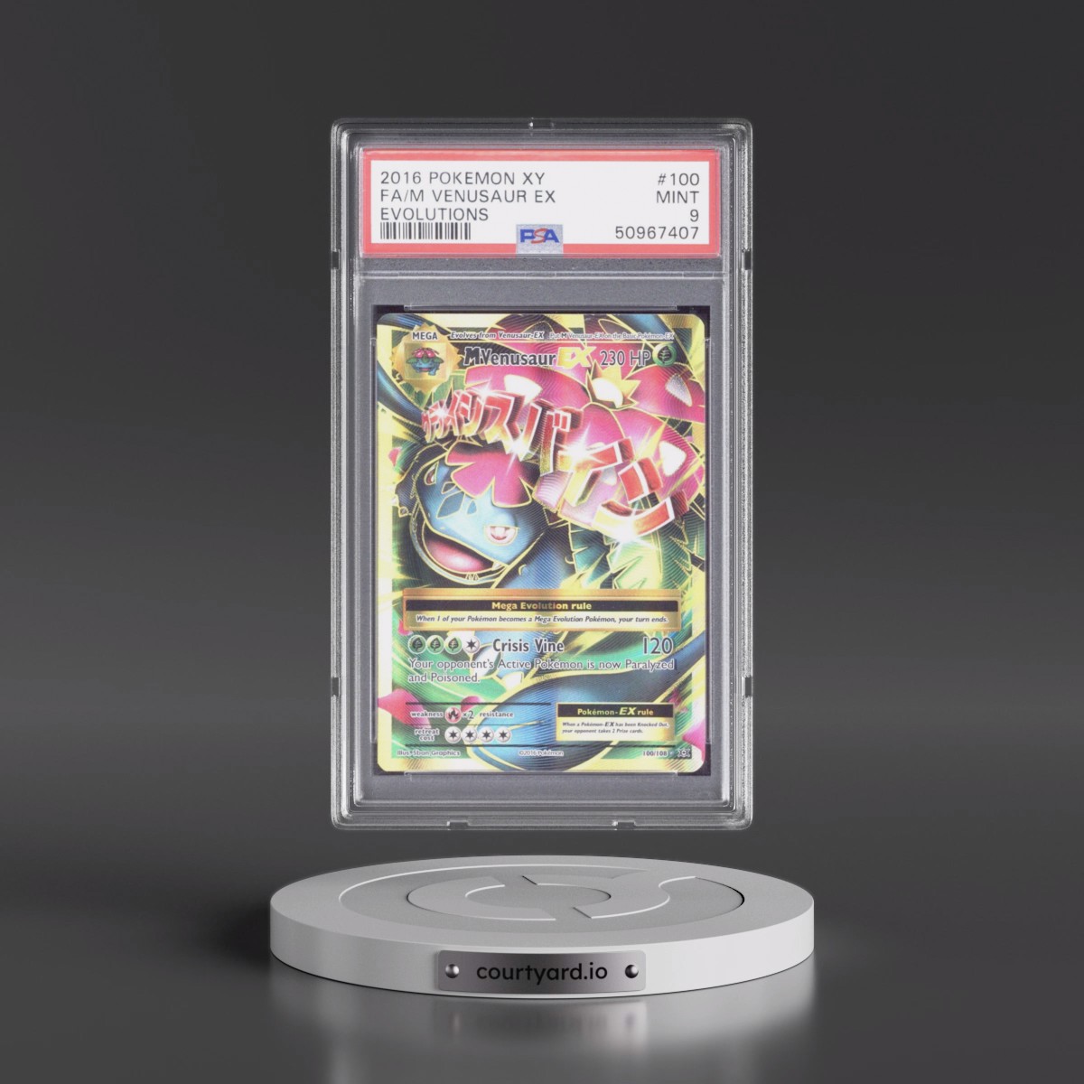 2016 Pokémon XY Evolutions #100 M Venusaur EX - Holo Full Art (PSA 9 MINT)