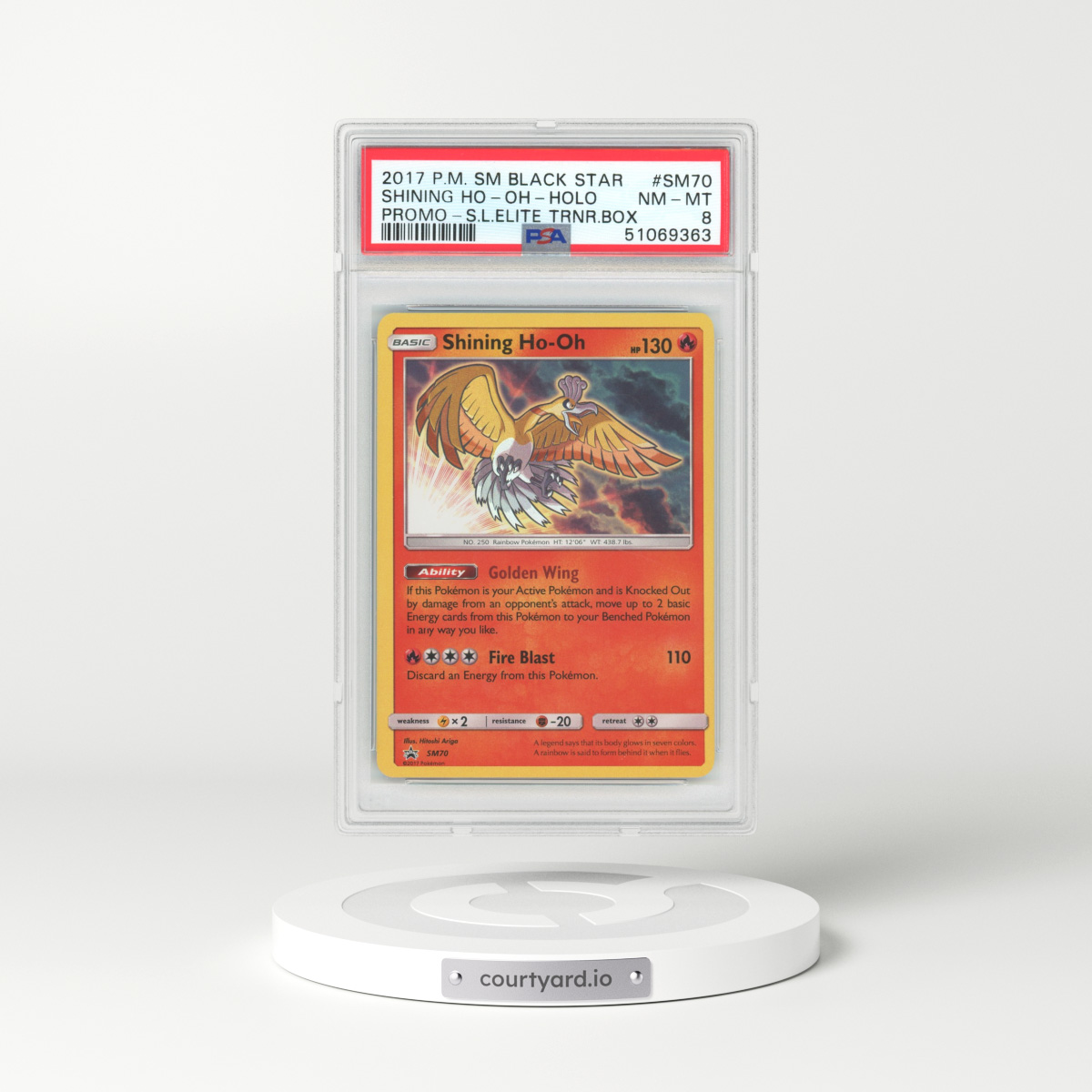 2017 Sun & Moon Promos #SM70 Shining Ho-Oh - Shining Legends Elite Trainer Box (PSA 8 NM-MT)