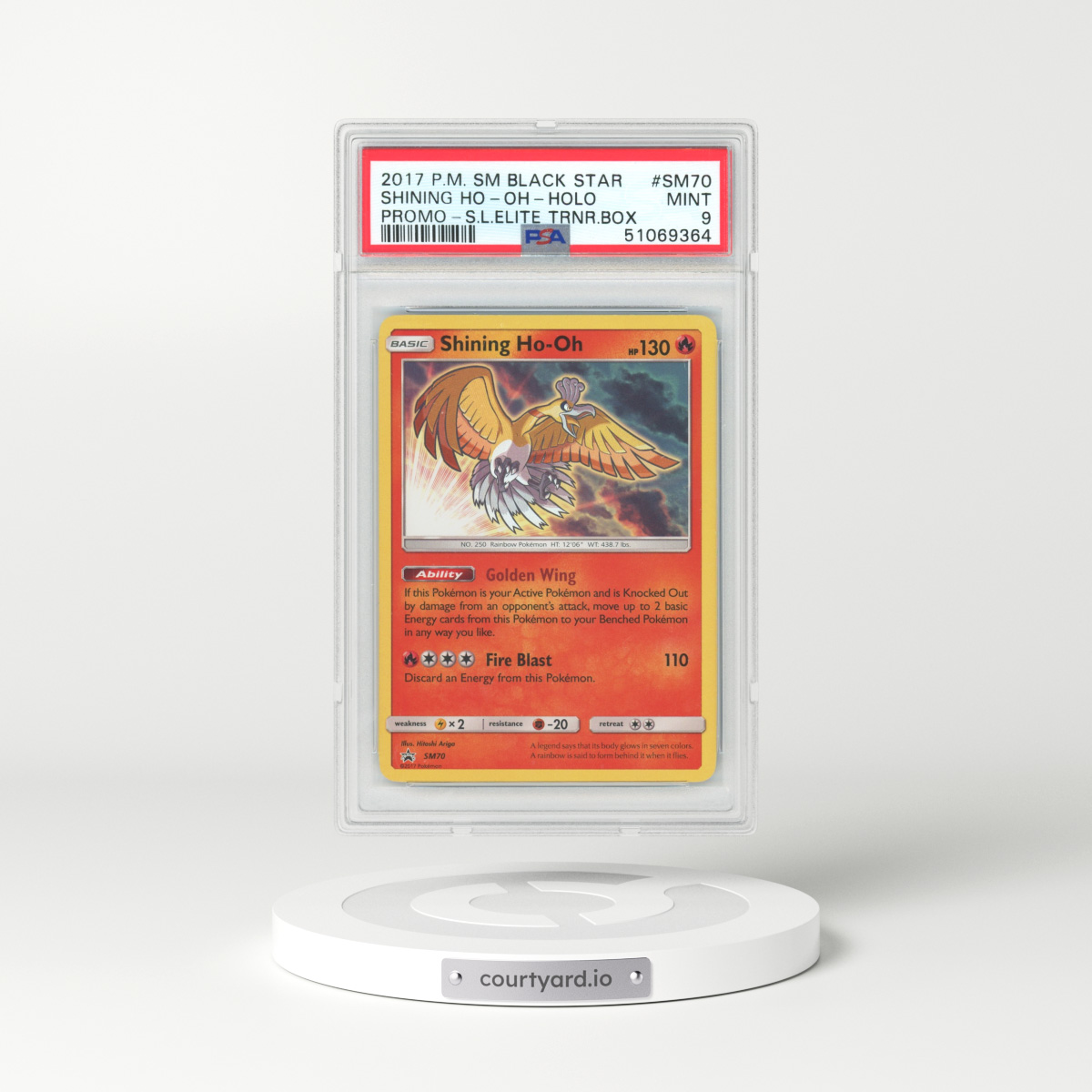 2017 Sun & Moon Promos #SM70 Shining Ho-Oh - Holo Elite Trainer Box (PSA 9 MINT)