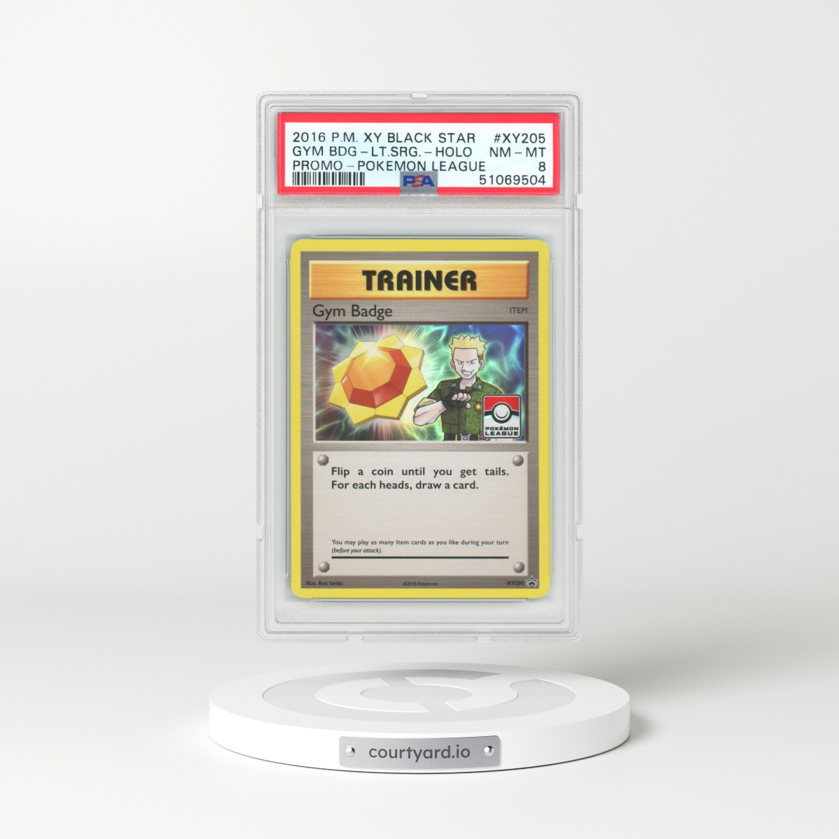 2016 XY Promos #XY205 Gym Badge (Lt Surge) - Holo (PSA 8 NM-MT)