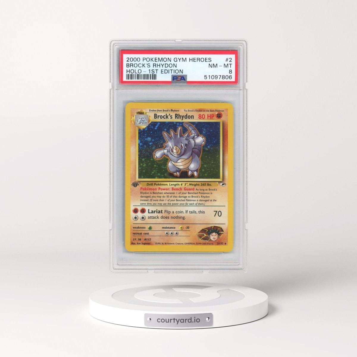 2000 Pokémon Gym Heroes #2 Brock's Rhydon - 1st Edition Holo (PSA 8 NM-MT)