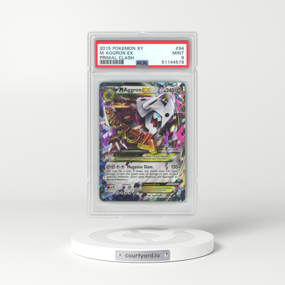 2015 Pokémon XY Primal Clash #94 M Aggron EX - Holo (PSA 9 MINT)