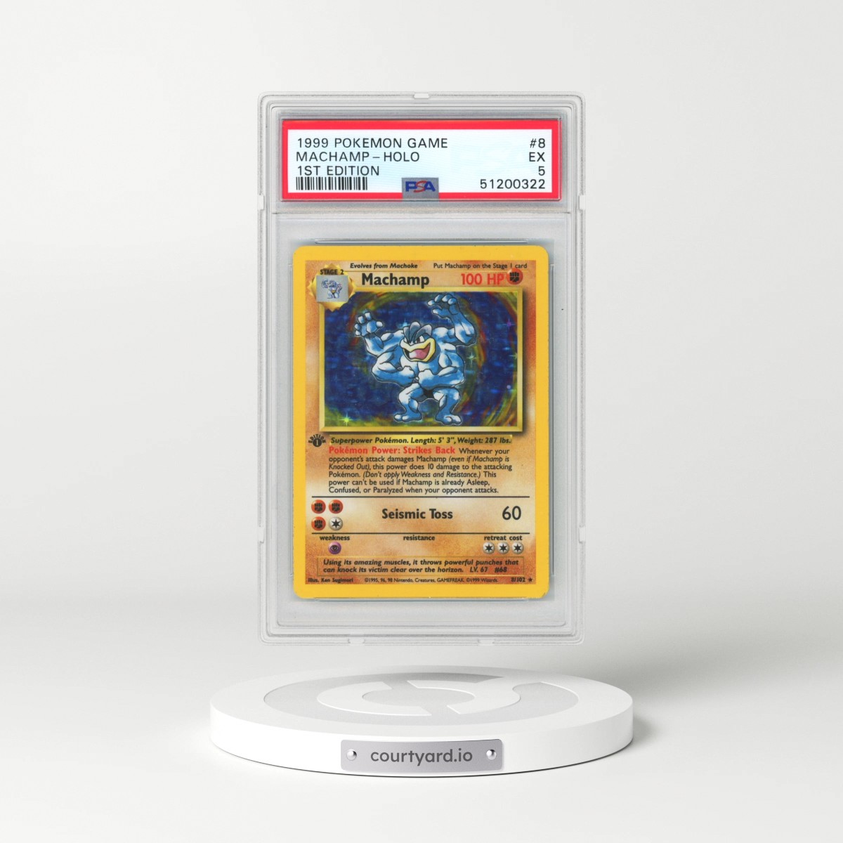 1999 Pokémon Game #8 Machamp - 1st Edition Holo (PSA 5 EX)