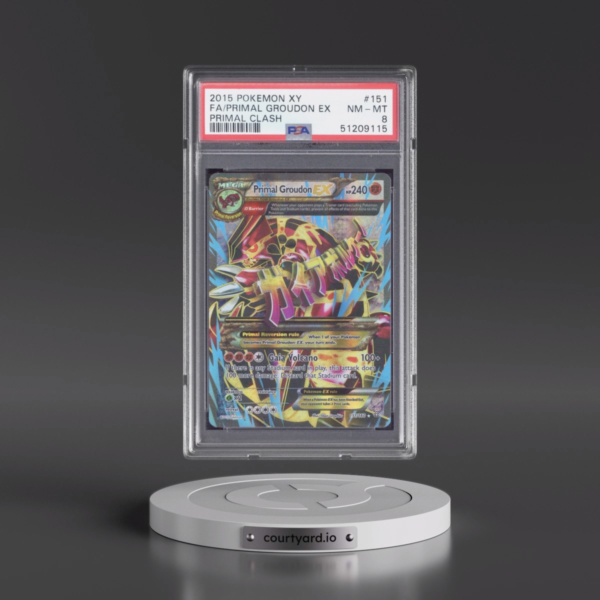 2015 Pokémon XY Primal Clash #151 Primal Groudon EX - Holo Full Art (PSA 8 NM-MT)