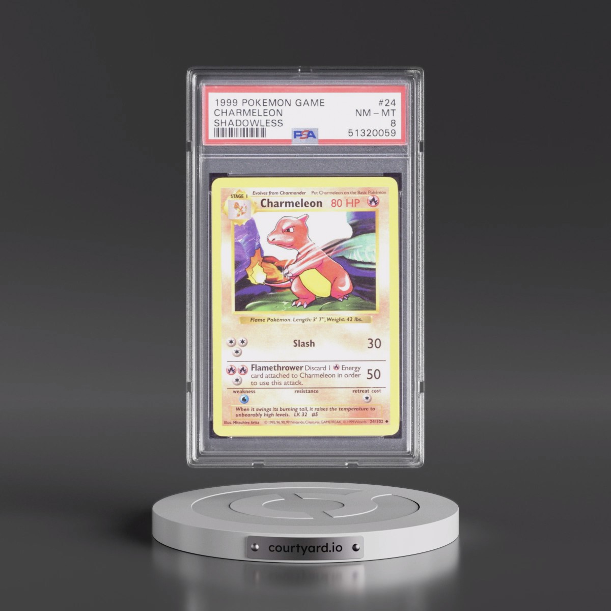 1999 Pokémon Game #24 Charmeleon - Shadowless (PSA 8 NM-MT)