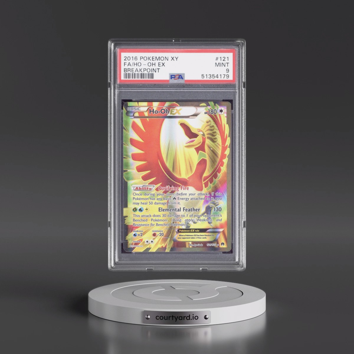 2016 Pokémon XY Breakpoint #121 HO-Oh EX - Holo Full Art (PSA 9 MINT)
