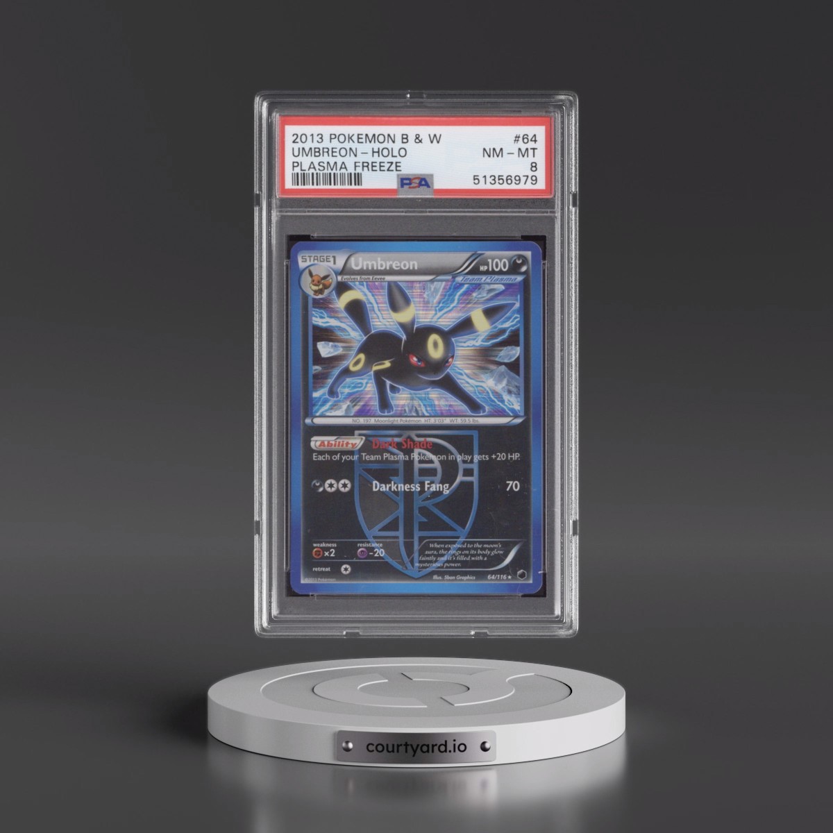 2013 Pokémon Black & White Plasma Freeze #64 Umbreon - Holo (PSA 8 NM-MT)
