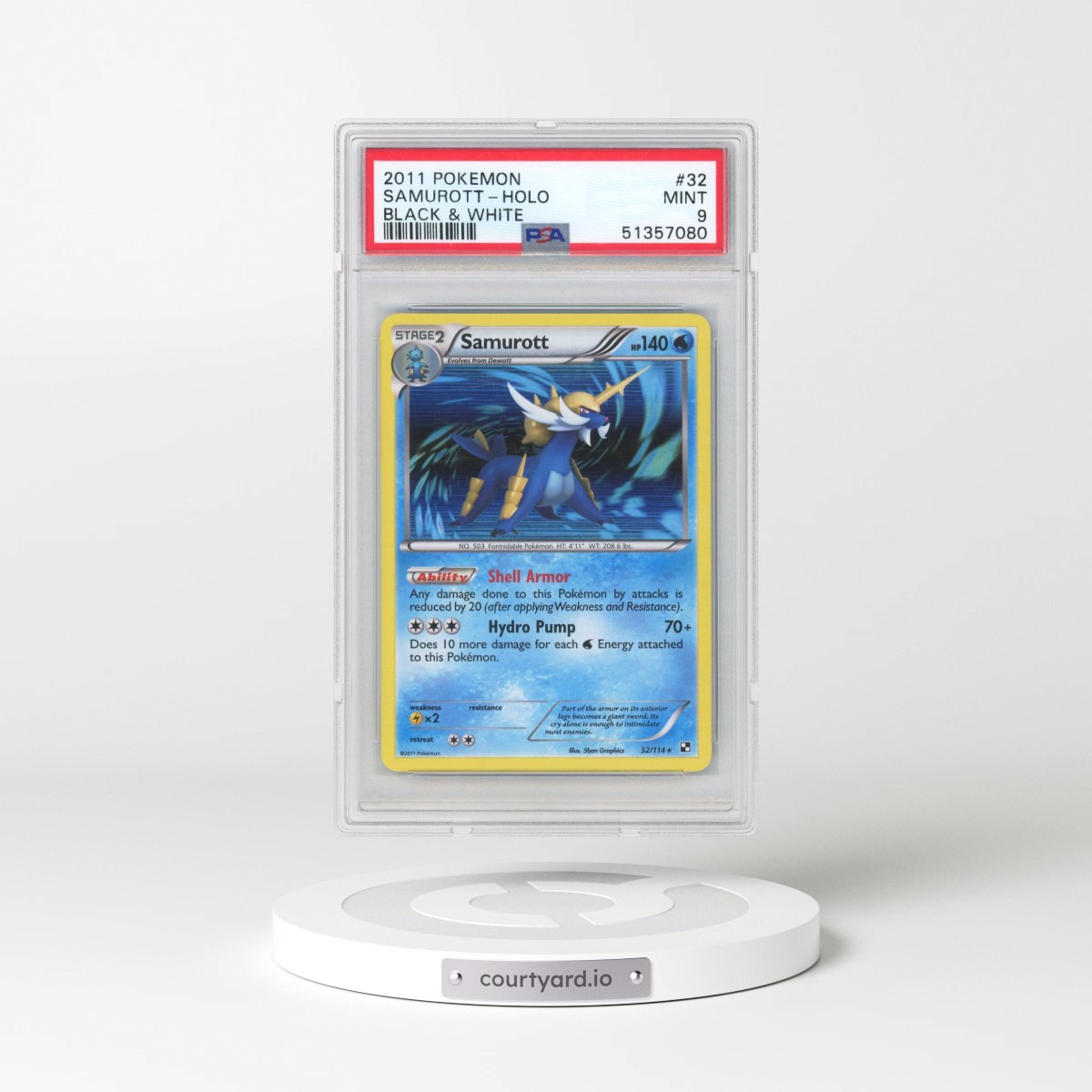 2011 Pokémon Black & White #32 Samurott - Holo (PSA 9 MINT)