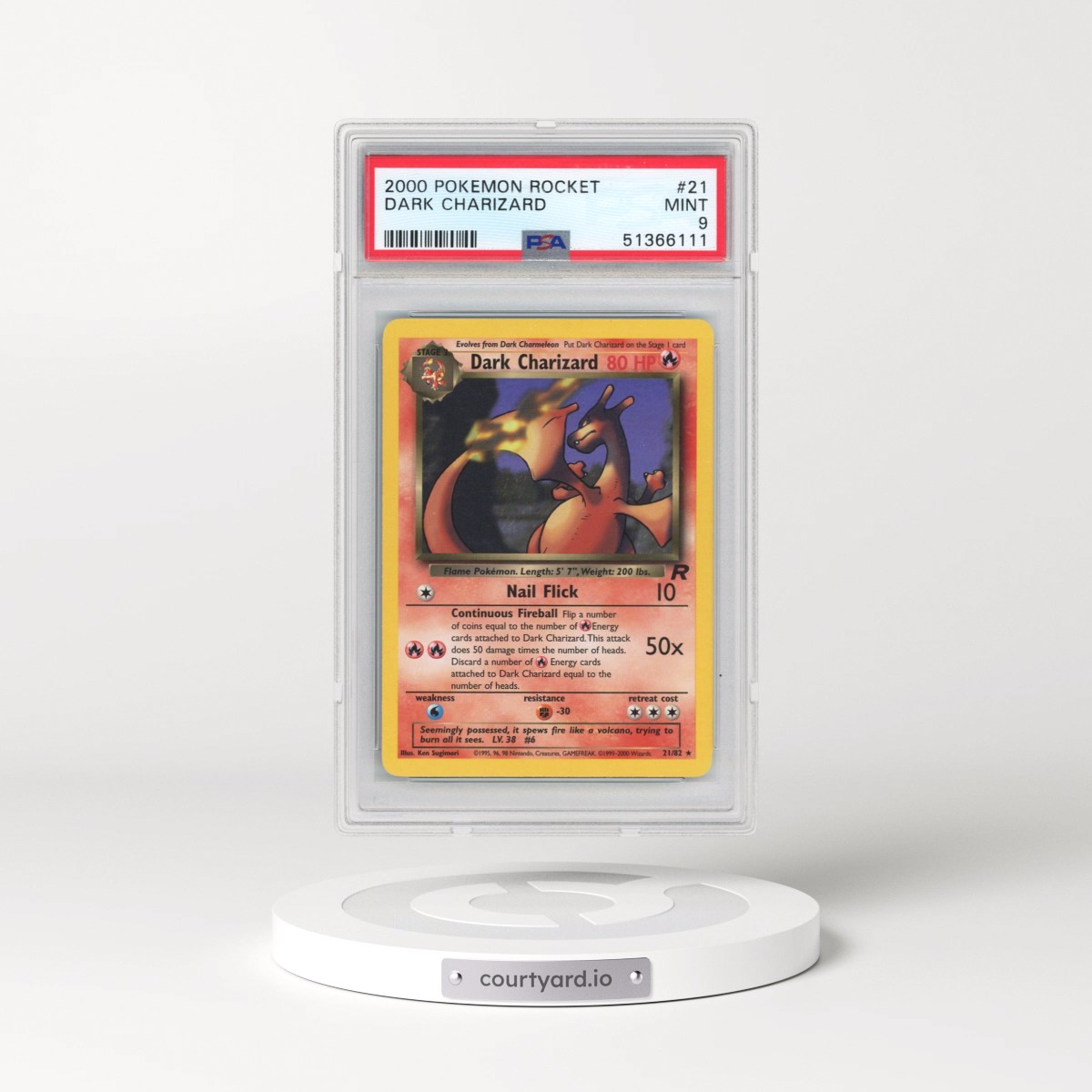 2000 Pokémon Rocket #21 Dark Charizard (PSA 9 MINT)