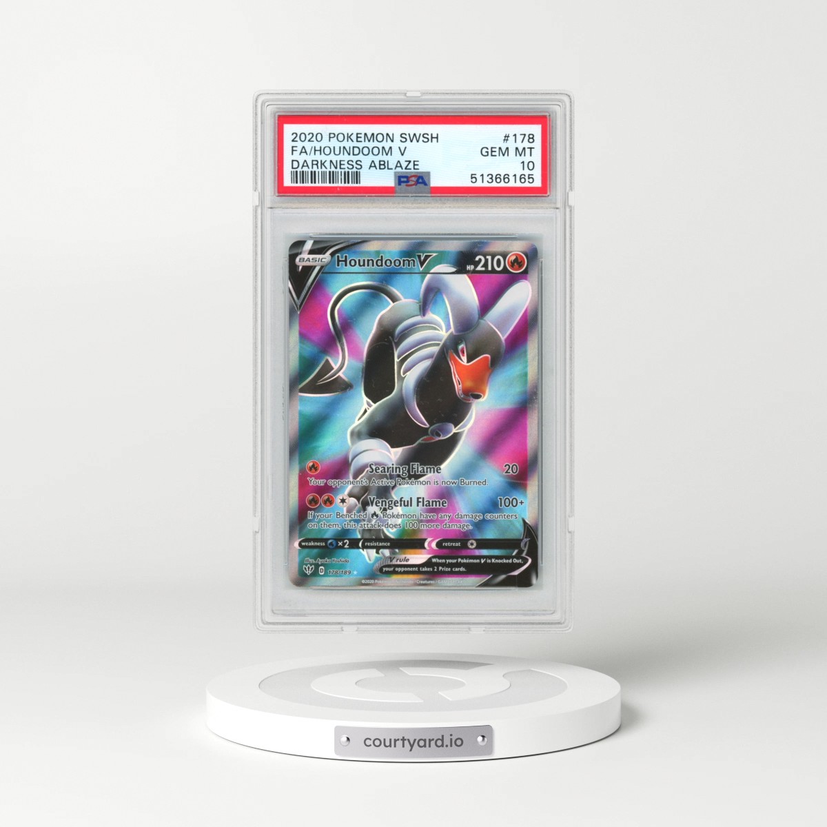 2020 Pokémon Sword & Shield Darkness Ablaze #178 Houndoom V - Holo Full Art (PSA 10 GEM MINT)