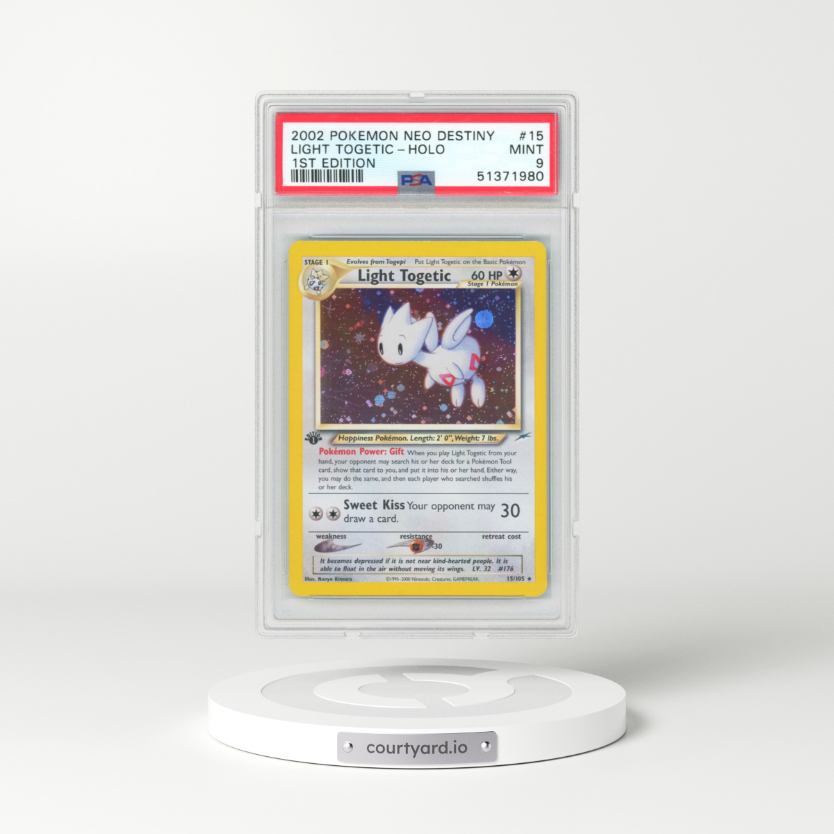 2002 Pokémon Neo Destiny #15 Light Togetic - 1st Edition Holo (PSA 9 MINT)