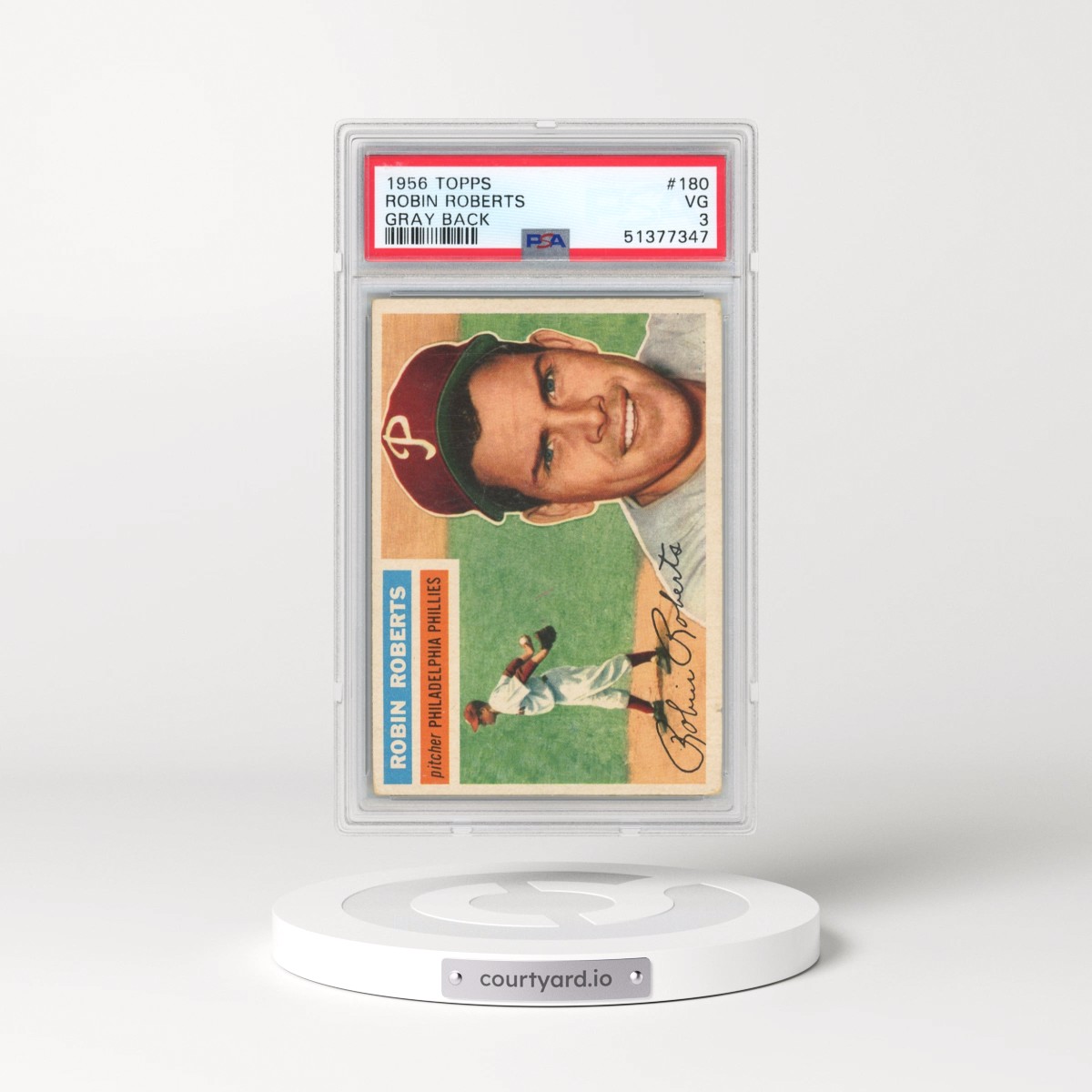 1956 Topps #180 Robin Roberts - Gray Back (PSA 3 VG)