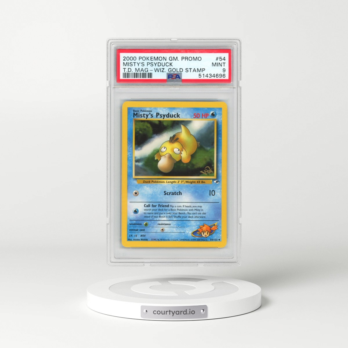2000 Pokémon Game Promo #54 Misty's Psyduck - Top Deck Magazine w/Wizards Gold Stamp (PSA 9 MINT)