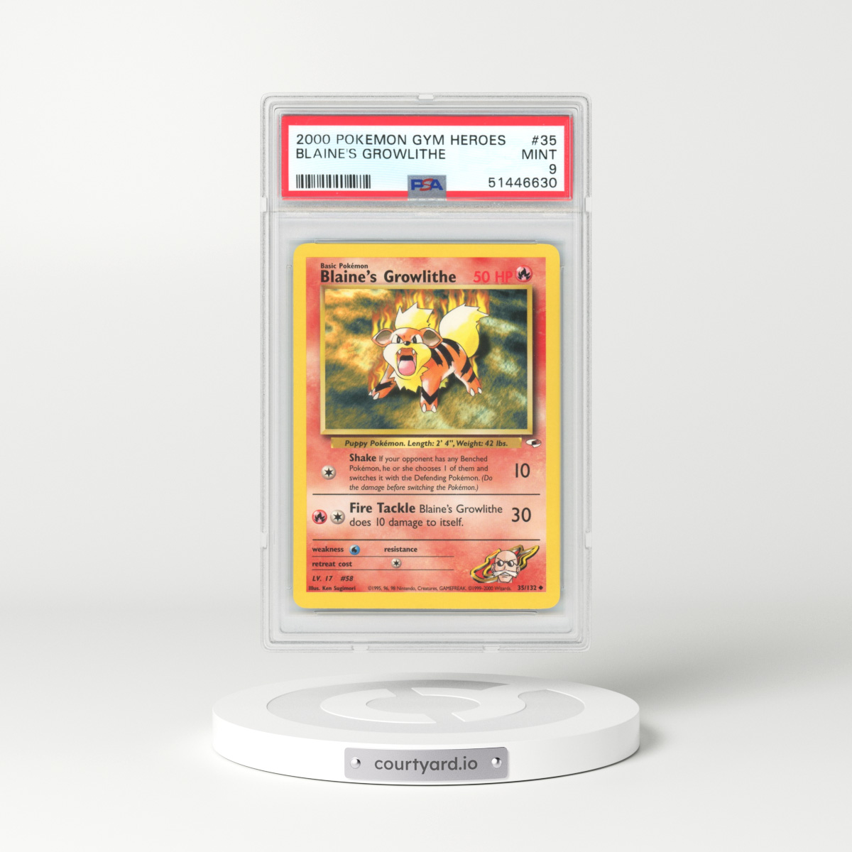 2000 Gym Heroes #35 Blaine's Growlithe (PSA 9 MINT)