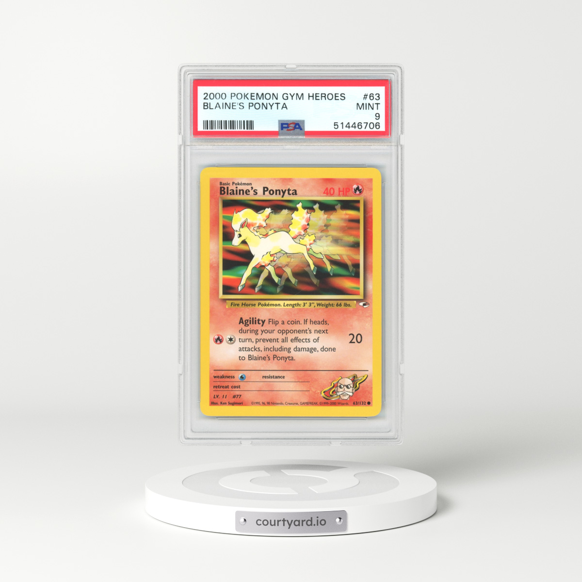 2000 Gym Heroes #63 Blaine's Ponyta (PSA 9 MINT)