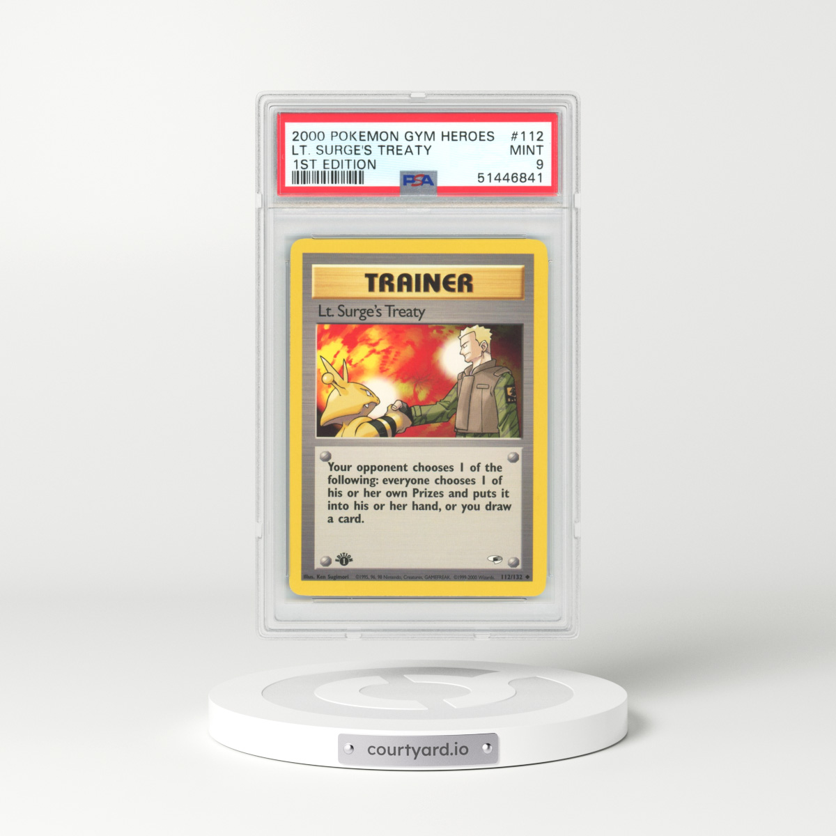 2000 Gym Heroes #112 Lt. Surge's Treaty - 1st Edition (PSA 9 MINT)