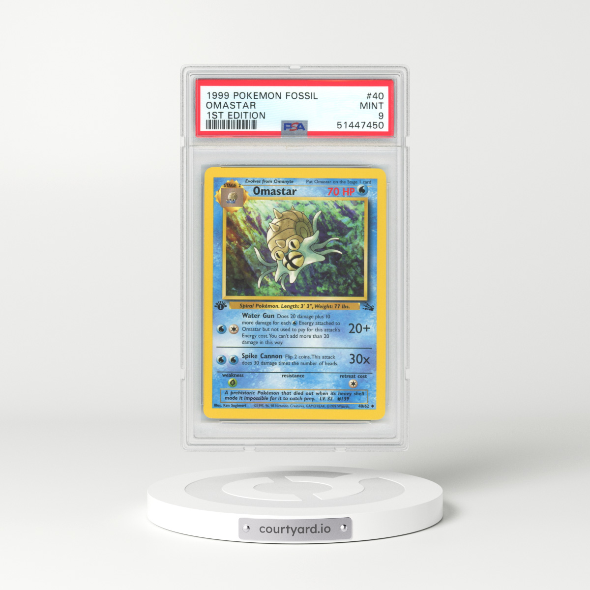 1999 Fossil #40 Omastar - 1st Edition (PSA 9 MINT)