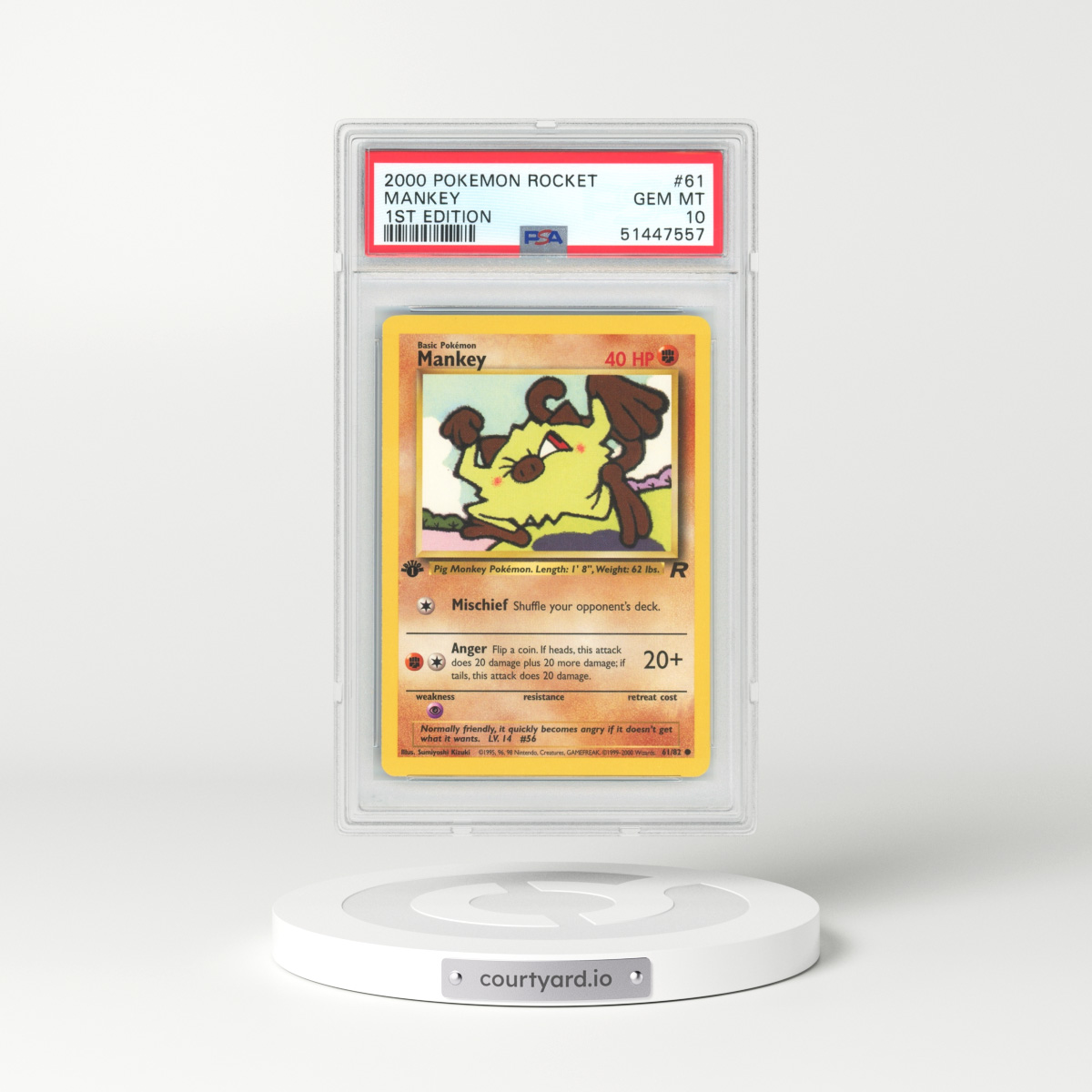 2000 Team Rocket #61 Mankey - 1st Edition (PSA 10 GEM MINT)