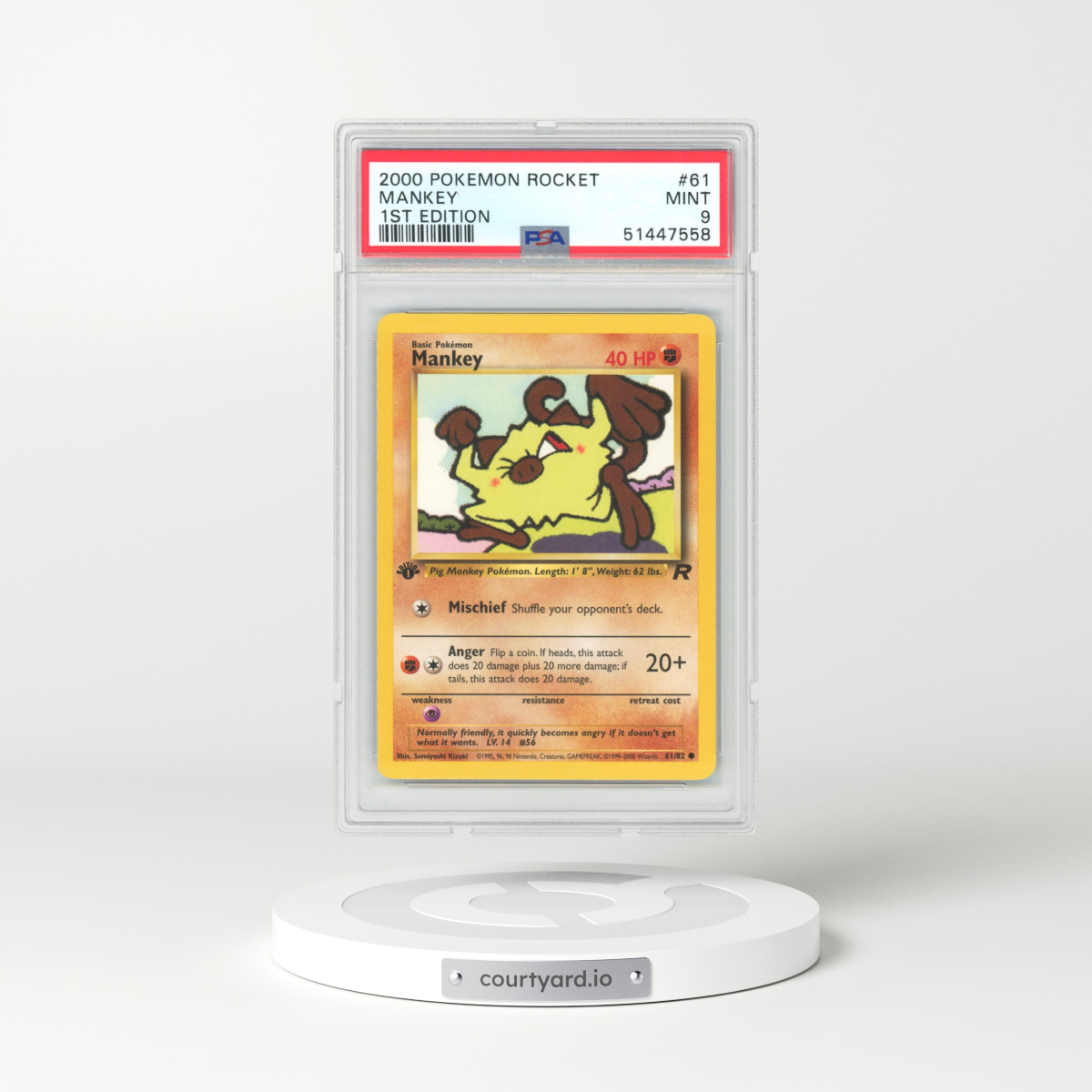 2000 Team Rocket #61 Mankey - 1st Edition (PSA 9 MINT)