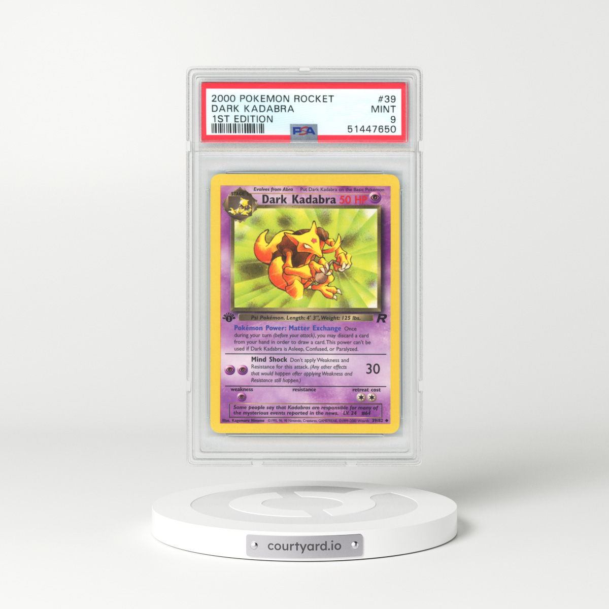 2000 Team Rocket #39 Dark Kadabra - 1st Edition (PSA 9 MINT)