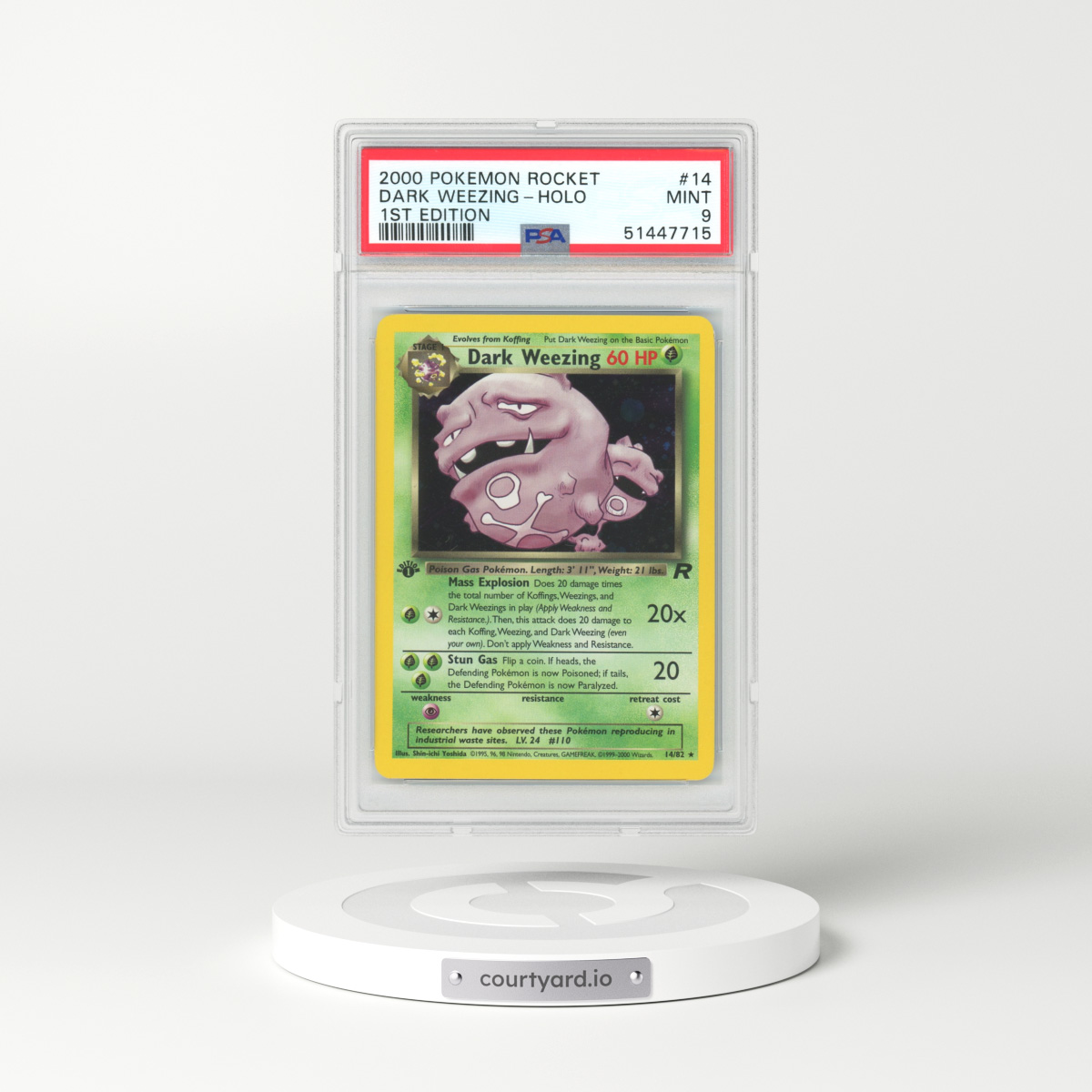 2000 Team Rocket #14 Dark Weezing - 1st Edition Holo (PSA 9 MINT)