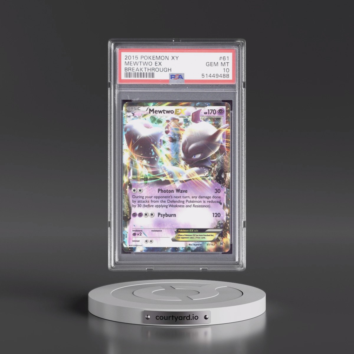 2015 Pokémon XY Breakthrough #61 Mewtwo EX - Holo (PSA 10 GEM MINT)