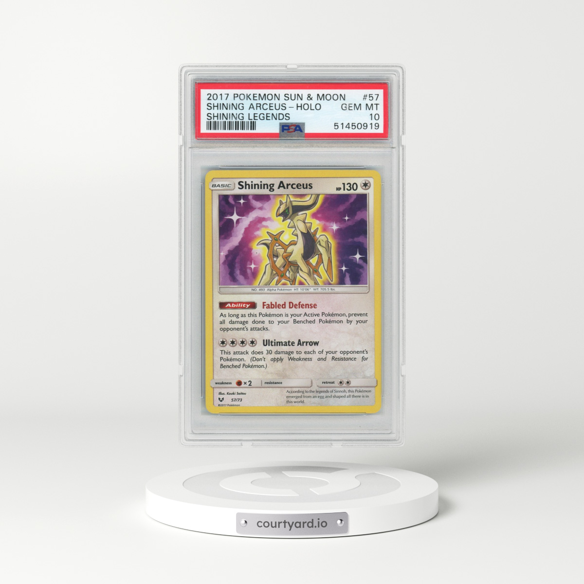 2017 Pokémon Sun & Moon Shining Legends #57 Shining Arceus - Holo Holo (PSA 10 GEM MINT)